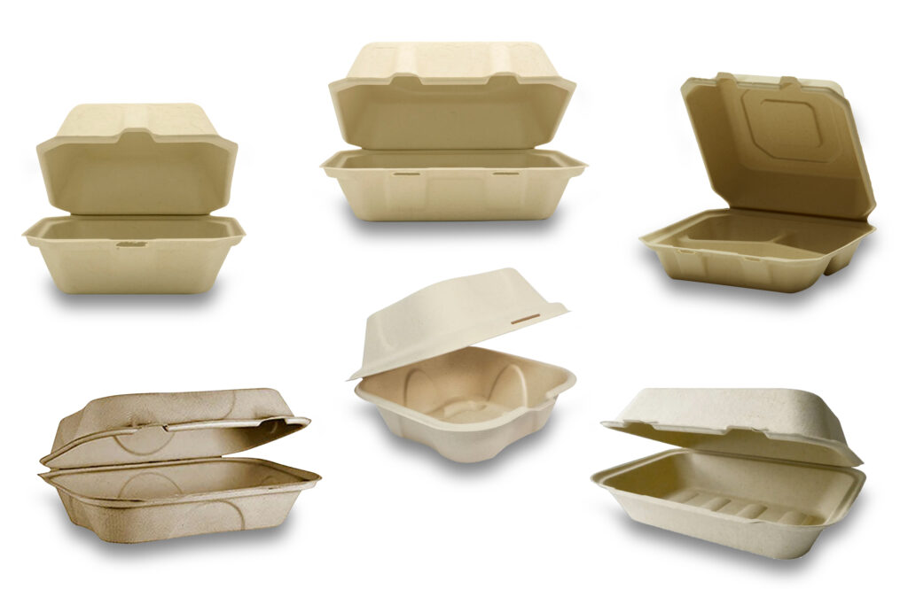 Eco-friendly fiber-based clamshell packaging with custom logo for food delivery - eetraders